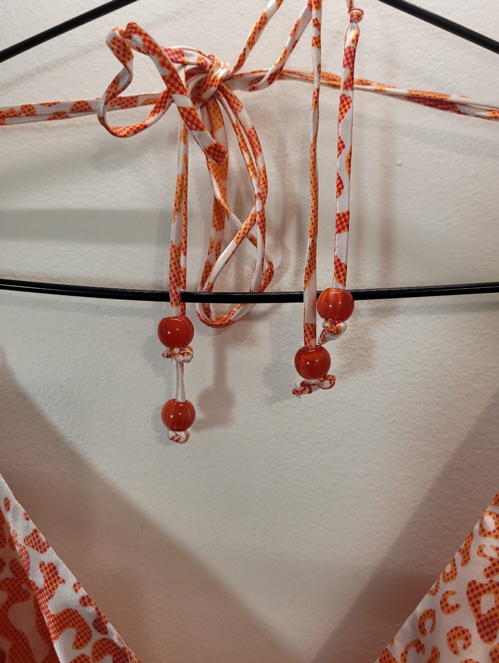 La SENZA Vintage Y2k Orange & White Leopard Print Satin Asymmetrical Chemise - M - Picture 4 of 9
